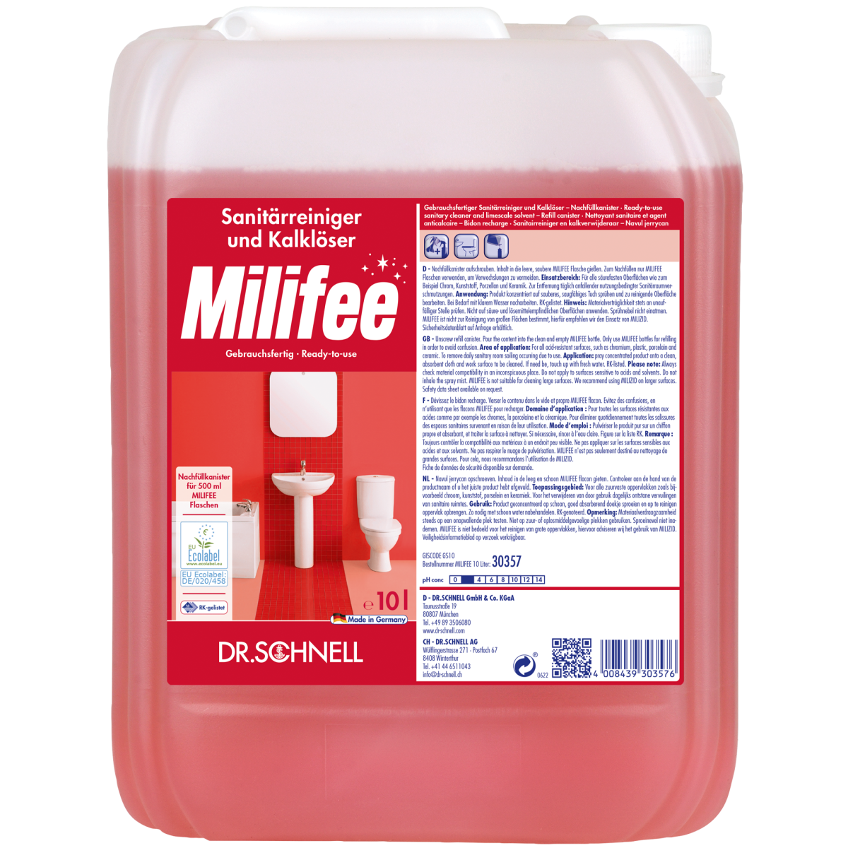 DR.SCHNELL Milifee Sanitärreiniger & Kalklöser 10 Liter online kaufen | Cashback Gutschein REWE EDEKA METRO – Cleaning Help
