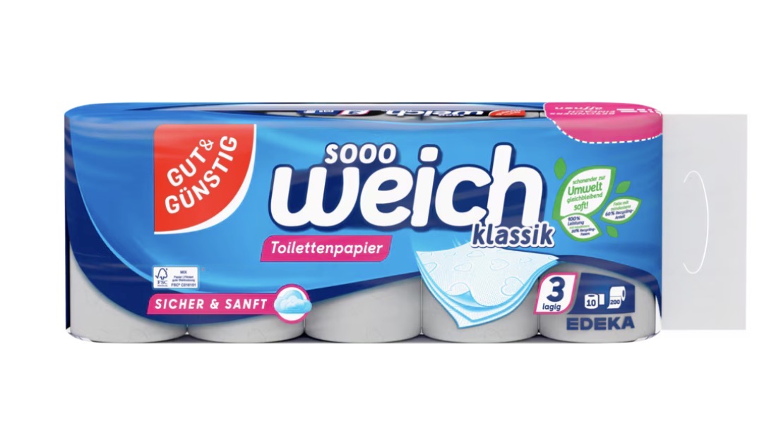 GUT & GÜNSTIG Toilettenpapier weich klassik 3-lagig 10 Rollen online kaufen | Cashback Gutschein REWE EDEKA METRO – Cleaning Help