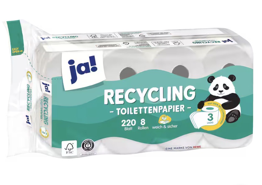 ja! Recycling Toilettenpapier 3-lagig 8 Rollen online kaufen | Cashback Gutschein REWE EDEKA METRO – Cleaning Help