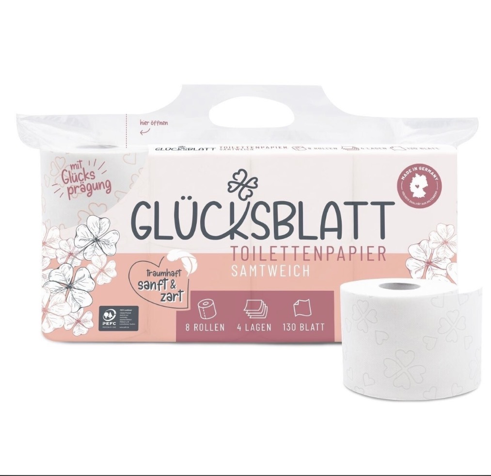 Glücksblatt Toilettenpapier Samtweich 4-lagig 8 Rollen online kaufen | Cashback Gutschein REWE EDEKA METRO – Cleaning Help