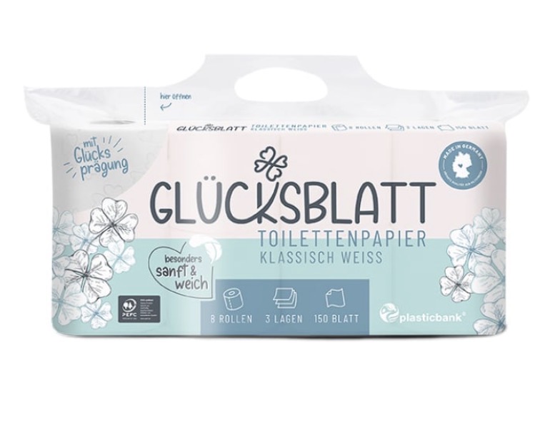 Glücksblatt Toilettenpapier Klassisch Weiß 3-lagig 8 Rollen online kaufen | Cashback Gutschein REWE EDEKA METRO – Cleaning Help