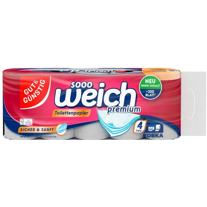 GUT & GÜNSTIG Sooo Weich Premium Toilettenpapier 4-lagig 10 Rollen online kaufen | Cashback Gutschein REWE EDEKA METRO – Cleaning Help